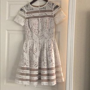 Aqua white lace cocktail dress, size 0